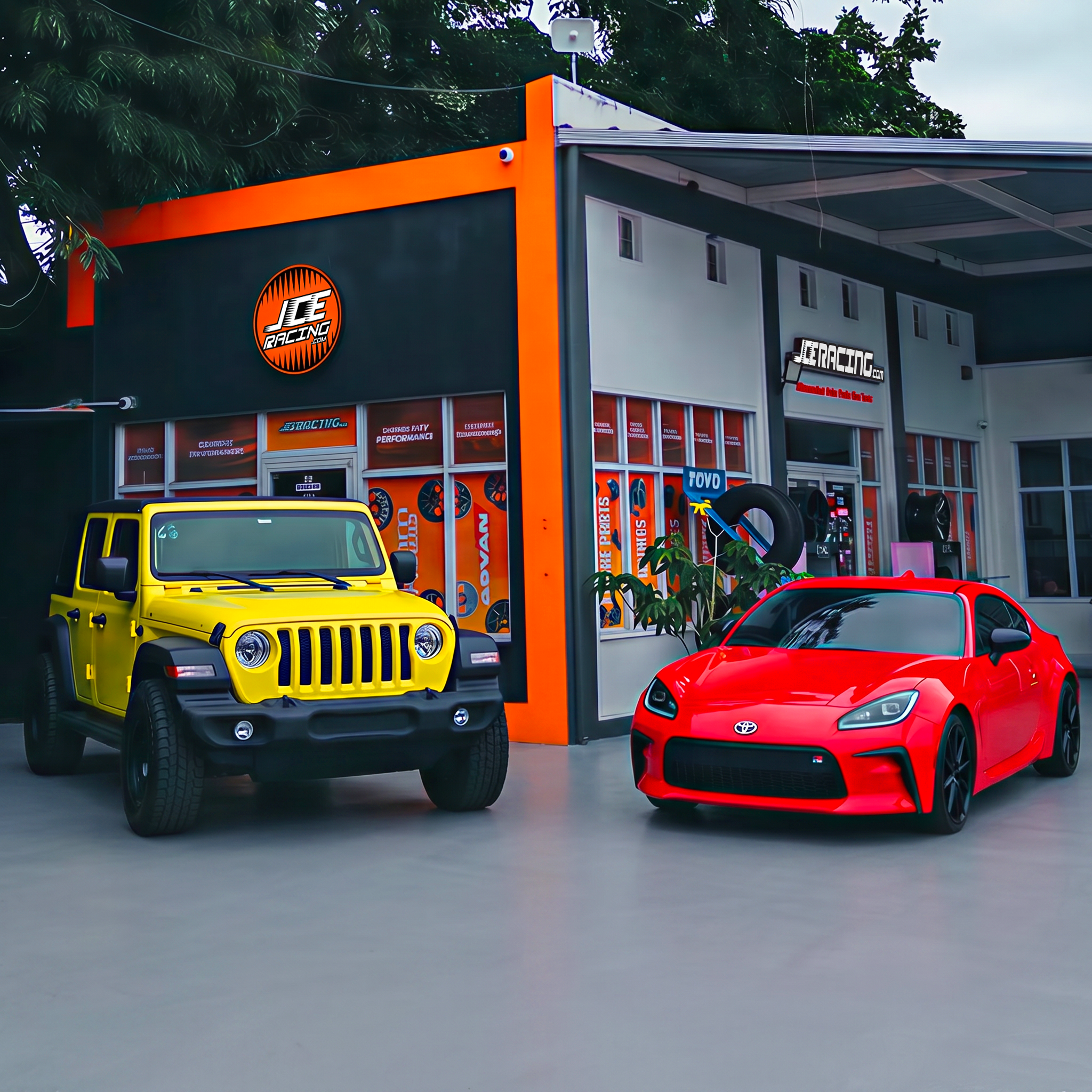 Toyota GR86 2023 y Jeep Wrangler 2023 Arte Digital